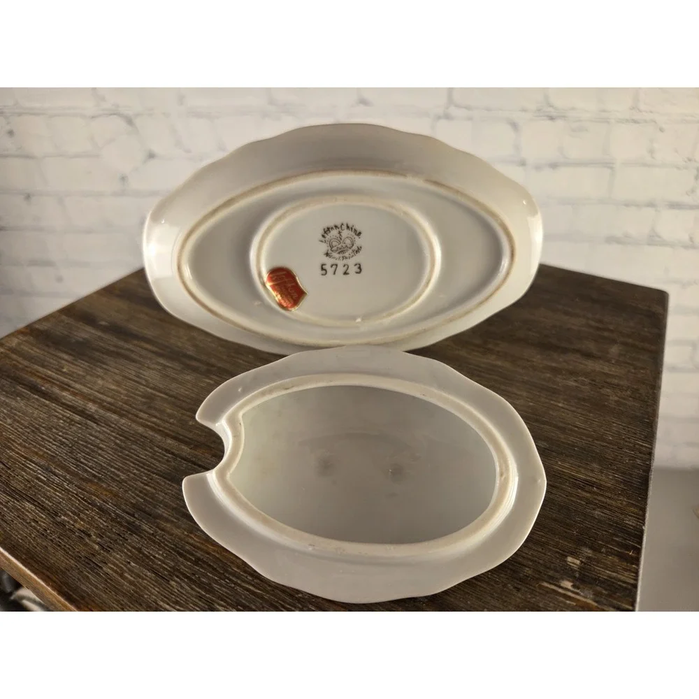 Vintage Lefton‎ Exclusives Japan 50th Anniversary Condiment Bowl w/Lid No Spoon